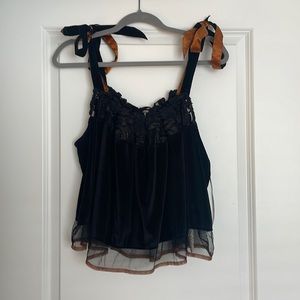 Free People Cropped Velvet Tank Top